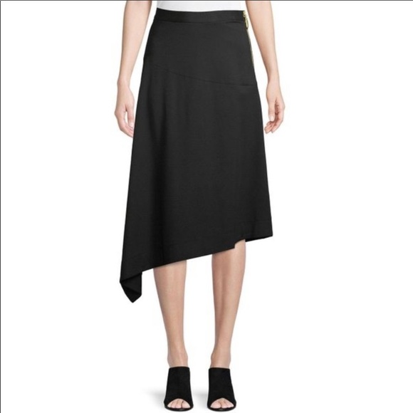 Donna Karan Black Asymmetrical Skirt & Polkadot Blouse - Picture 3 of 16